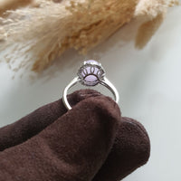 Translucent Icy Brilliant Lavender Jadeite “Cabochon” Ring (JAD001240) 4