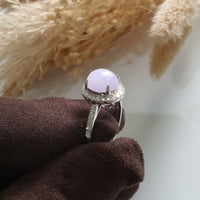 Translucent Icy Brilliant Lavender Jadeite “Cabochon” Ring (JAD001240) 5