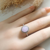 Translucent Icy Brilliant Lavender Jadeite “Cabochon” Ring (JAD001240) 10