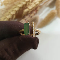 Good Translucency Icy Green Jadeite "Golden Horizon" Ring (JAD001324) 6