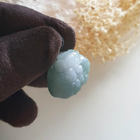 Translucent Green & White Jadeite "Smiley Piglet in Giant Cabbage" Pendant (JAM000290) 3