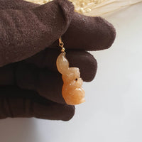 Translucent Brilliant Light Orange Jadeite "Rabbit of Wealth" Pendant (JAM000412) 2
