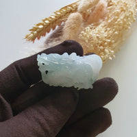 Good Translucency Light Green Jadeite "Auspicious Dragon” Pendant (JAM000459) 4