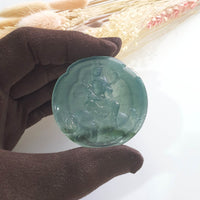 Highly Translucent Icy Bluish Green with Green Jadeite "Samantabhadra” Pendant (JAM000461) 1