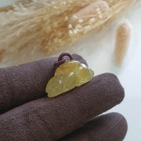 Translucent Icy Yellow Jadeite "Prosperity Rabbit" Pendant (JAM000724) 3