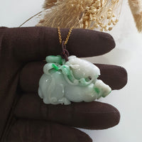 Translucent Apple Green on Snow "Auspicious Goat with Ruyi" Pendant (JAM000750) 10