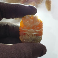 Translucent Icy Honey Orange and Green Jadeite "Majestic Dragon” Pendant (JAM000760) 9