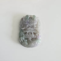 Translucent Icy Greenish Lavender Jadeite "Majestic Dragon” Pendant (JAM000762) 9