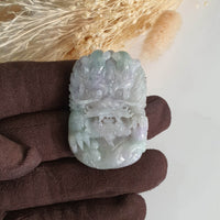 Translucent Icy Greenish Lavender Jadeite "Majestic Dragon” Pendant (JAM000762) 1
