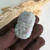 Translucent Icy Greenish Lavender Jadeite "Majestic Dragon” Pendant (JAM000762) 2