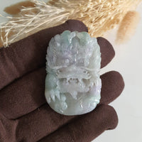 Translucent Icy Greenish Lavender Jadeite "Majestic Dragon” Pendant (JAM000762) 8
