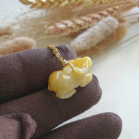 Translucent Brilliant Yellow Jadeite "Ox of Wealth" Pendant (JAM000785) 3