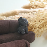 Black Jadeite "Frenchie Pug" Pendant (JAM000858) 5