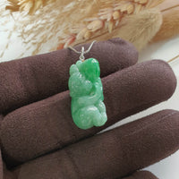 Translucent Bright Green Jadeite “Auspicious Monkey” Pendant (SJB001500) 5