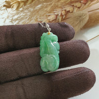Translucent Bright Green Jadeite “Auspicious Monkey” Pendant (SJB001500) 6