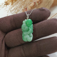 Translucent Bright Green Jadeite “Auspicious Monkey” Pendant (SJB001500) 4
