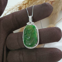 Translucent Brilliant Green Jadeite "Ruyi of Happiness" Pendant (SJB002319) 9