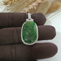 Translucent Brilliant Green Jadeite "Ruyi of Happiness" Pendant (SJB002319) 2