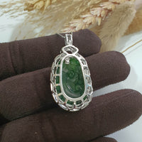 Translucent Brilliant Green Jadeite "Ruyi of Happiness" Pendant (SJB002319) 7