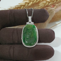 Translucent Brilliant Green Jadeite "Ruyi of Happiness" Pendant (SJB002319) 1