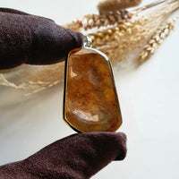 Good Translucency Icy Orange Jadeite “The Everlasting Sunset” Pendant (SJB002328) 4
