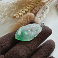 Highly Translucent Icy and Apple Green Jadeite "Prosperity" Pendant (SJB002453) 3