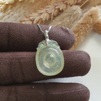 Highly Translucent Icy Yellow with Green Jadeite “Imminent Blessing” Pendant (SJB002788) 6