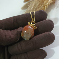 Translucent Icy Orange Red Jadeite "Memento Mori" Pendant (SJB002921) 7