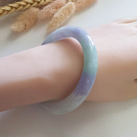 A Translucent Brilliant Lavender and Green Jadeite Princess Round Bangle (JAC002250) 6