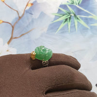 Good translucency Icy Green “Auspicious Three-Legged Toad” Wealth Ring (SJD000219) 5