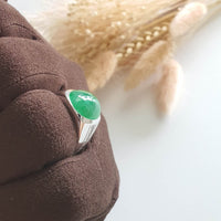 Translucent Brilliant Icy Green Jadeite Cabochon Ring (SJD000798) 4