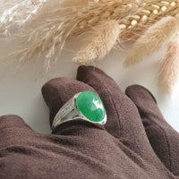 Translucent Brilliant Icy Green Jadeite Cabochon Ring (SJD000798) 6