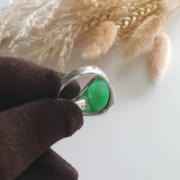 Translucent Brilliant Icy Green Jadeite Cabochon Ring (SJD000798) 2