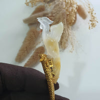 Highly Translucent Icy and Yellow Jadeite “Golden Phoenix” Hairpin (SJK000274) 8