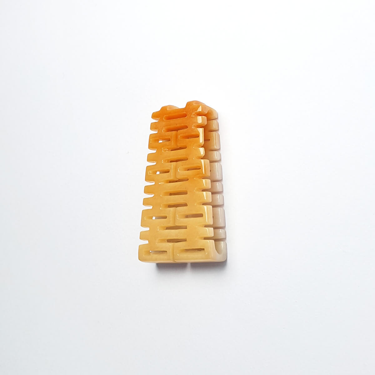 Translucent Orange and White Jadeite "Double Happiness" Pendant 1