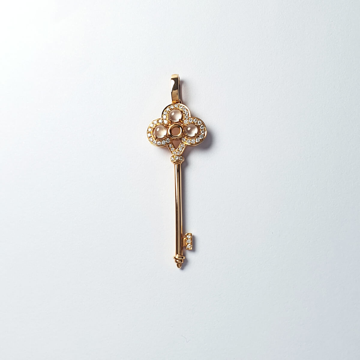 Glassy Translucent Jadeite “Crown Key of Love” Pendant (JAB001467) 1
