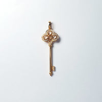 Glassy Translucent Jadeite “Crown Key of Love” Pendant (JAB001467) 1