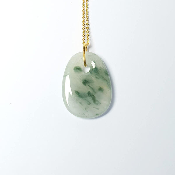 Highly Translucent Icy and Bluish Green Jadeite "Icy Money Bag" Pendant (JAB001283) 1