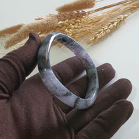 [Unique] Translucent Icy Black with Brilliant Lavender “Art-De-Squarera” Jadeite Bangle (JAC003256) 3