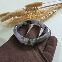 [Unique] Translucent Icy Black with Brilliant Lavender “Art-De-Squarera” Jadeite Bangle (JAC003256) 8