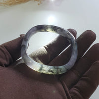 [Unique] Translucent Icy Black with Brilliant Lavender “Art-De-Squarera” Jadeite Bangle (JAC003256) 10
