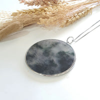 Highly Translucent Icy Black with Green Jadeite "The Ink Painting" Pendant (JAB006264) 10