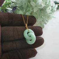 Translucent Light Apple Green Jadeite "Eternal Embrace" Pendant (JAB006384)