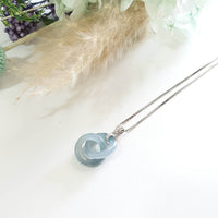 Highly Translucent Icy Bluish Jadeite "Infinity Interlocking" Pendant (JAB007409)