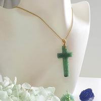 Translucent Green Jadeite "Snowflakes Cross" Pendant (JAB007706)