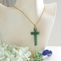 Translucent Green Jadeite "Snowflakes Cross" Pendant (JAB007706)