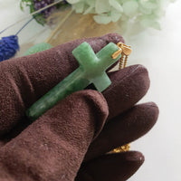 Translucent Green Jadeite "Snowflakes Cross" Pendant (JAB007706)