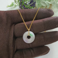 Translucent Lilac with Apple Green Jadeite Donut Pendant (JAB008082)