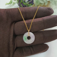 Translucent Lilac with Apple Green Jadeite Donut Pendant (JAB008082)
