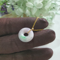 Translucent Lilac with Apple Green Jadeite Donut Pendant (JAB008082)